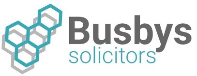 Busbys Solicitors Logo. A teal-coloured hexagon cluster with a grey shadow